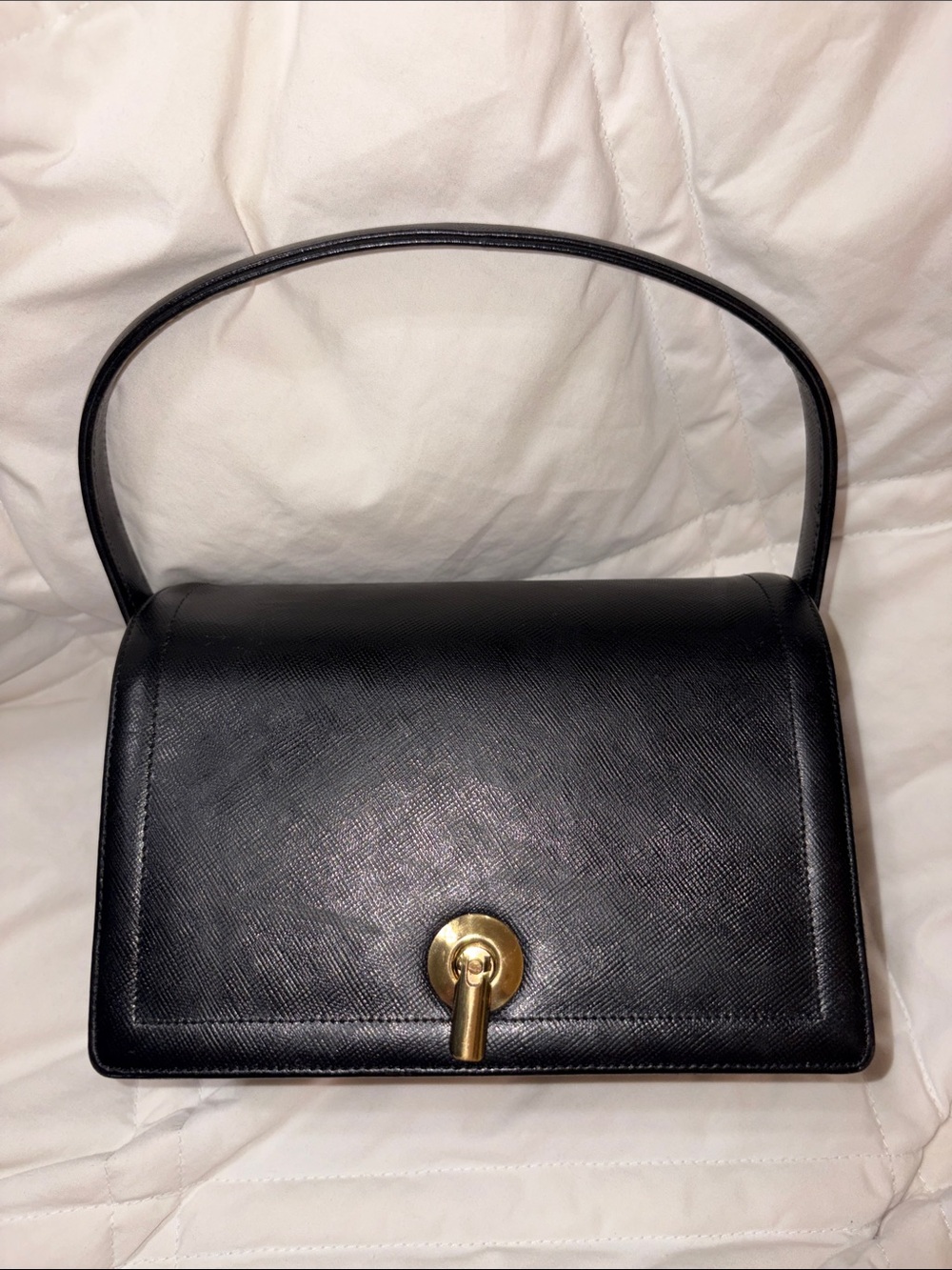 RARE VTG 1940s-50s Coblentz Black Leather Satchel Brass Hardware USA MCM